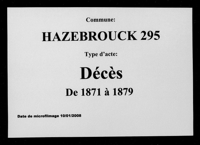 HAZEBROUCK / D [1871-1879]