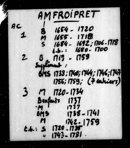 AMFROIPRET / B [1654-1759]