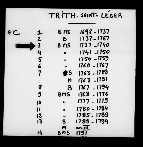 TRITH-SAINT-LEGER / BMS [1737-1789]