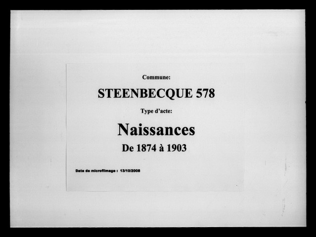 STEENBECQUE / N [1874-1903]