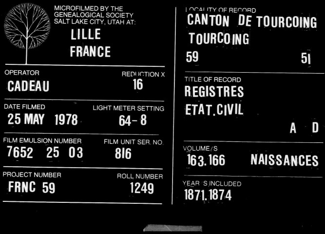 TOURCOING / N [1871-1874]