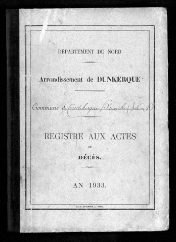 COUDEKERQUE-BRANCHE - Section A / D [1933 - 1933]