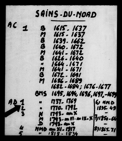 SAINS-DU-NORD / BMS [1737-1769]