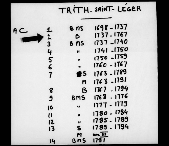 TRITH-SAINT-LEGER / B [1737-1767]