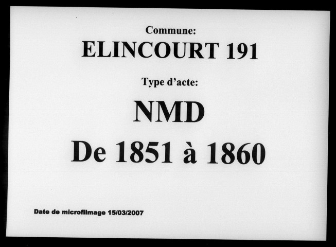 ELINCOURT / NMD [1851-1860]