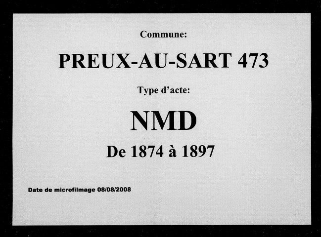 PREUX-AU-SART / NMD [1874-1897]