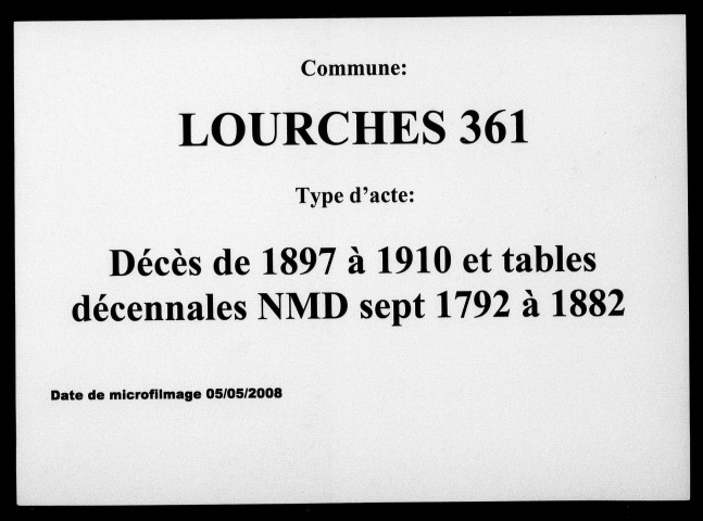 LOURCHES / D (1897-1910), Td (NMD) (09/1792-1882) [1792-1910]
