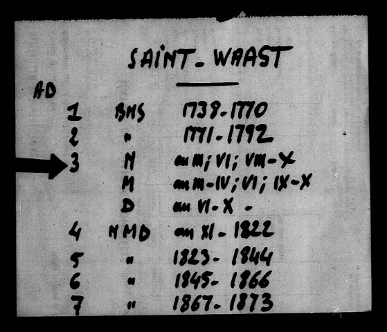 SAINT-WAAST (-LA-VALLEE) / NMD (sauf M 1799) [1792-1866]