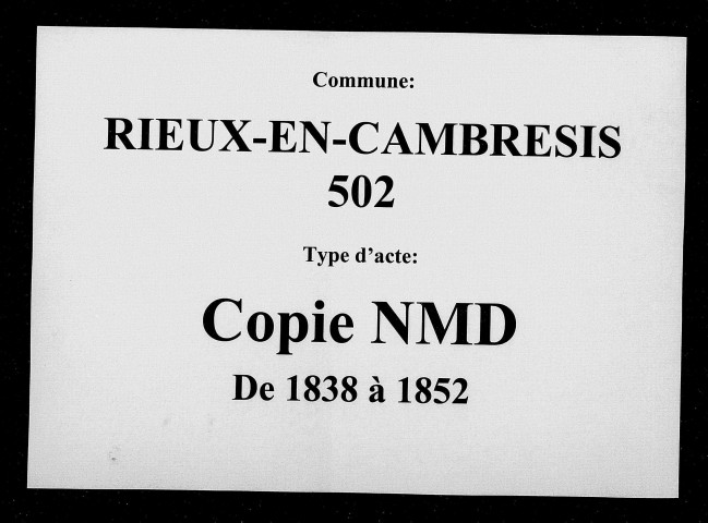 RIEUX-EN-CAMBRESIS / NMD (copie) [1838-1852]