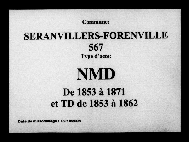 SERANVILLERS-FORENVILLE / NMD (1853-1871), Td (1853-1862) [1853-1862]