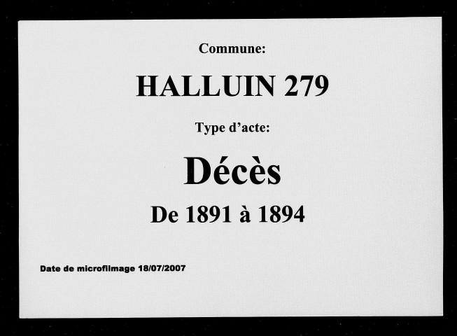 HALLUIN / D [1891-1894]