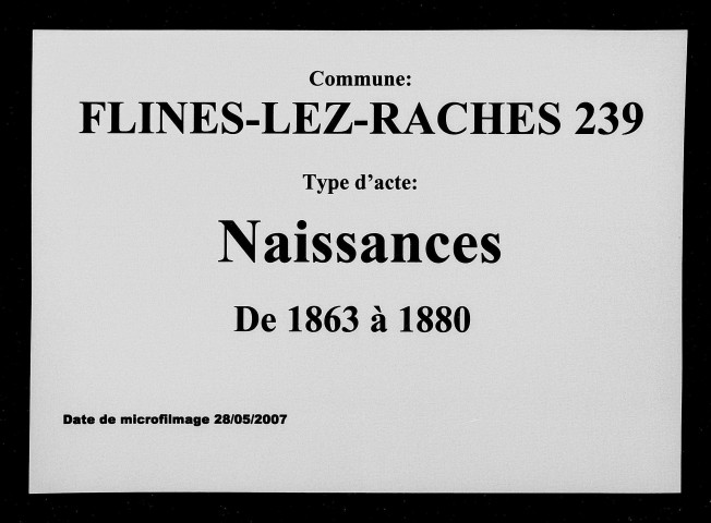 FLINES-LEZ-RACHES / N [1863-1880]