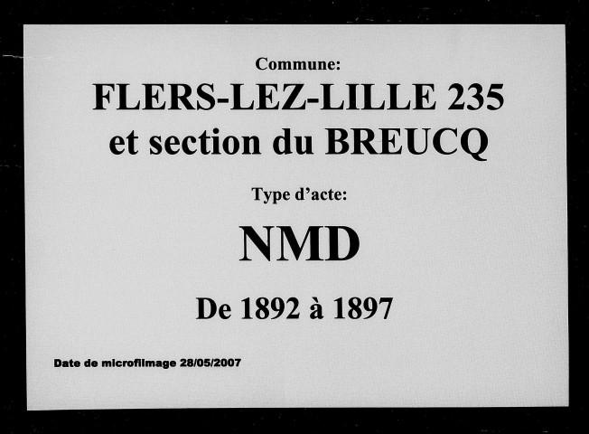 FLERS-LEZ-LILLE et section du BREUCQ / NMD [1892-1897]