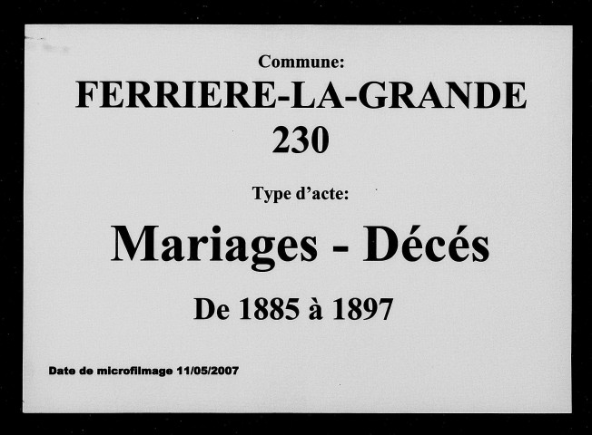 FERRIERE-LA-GRANDE / MD [1885-1897]