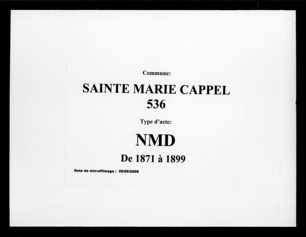 SAINTE-MARIE-CAPPEL / NMD [1871-1899]