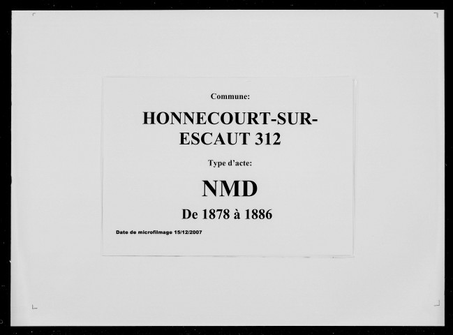 HONNECOURT-SUR-ESCAUT / NMD [1878-1886]