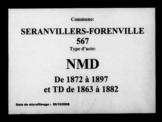 SERANVILLERS-FORENVILLE / NMD (1872-1897), Td (1863-1882) [1872-1897]