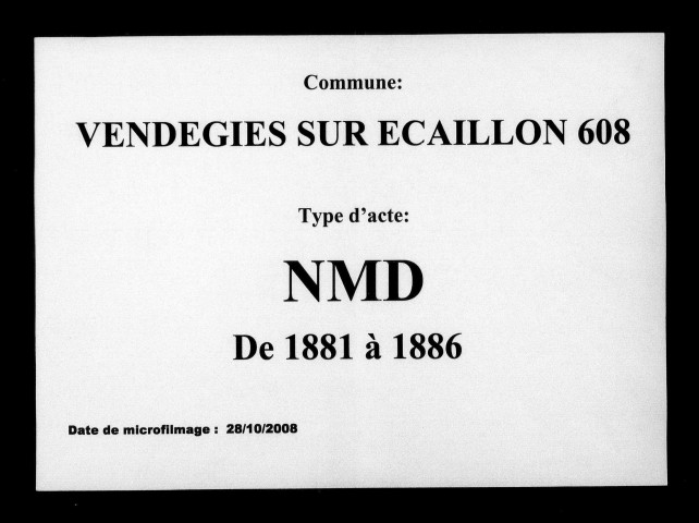 VENDEGIES-SUR-ECAILLON / NMD, Ta [1881-1886]