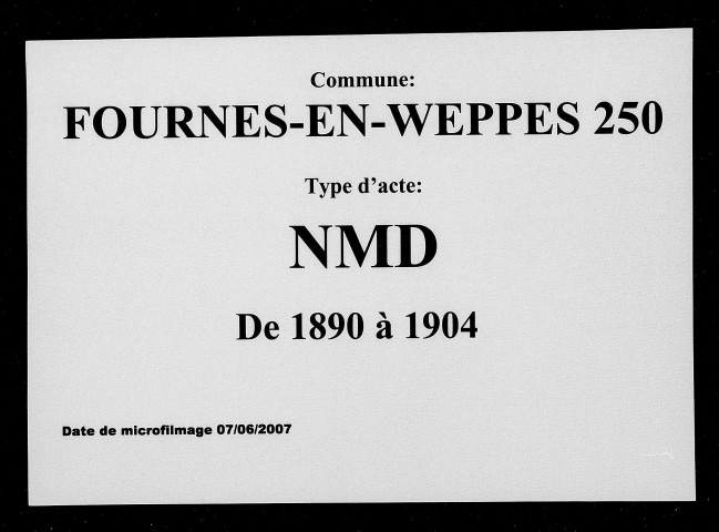 FOURNES-EN-WEPPES / NMD [1890-1904]