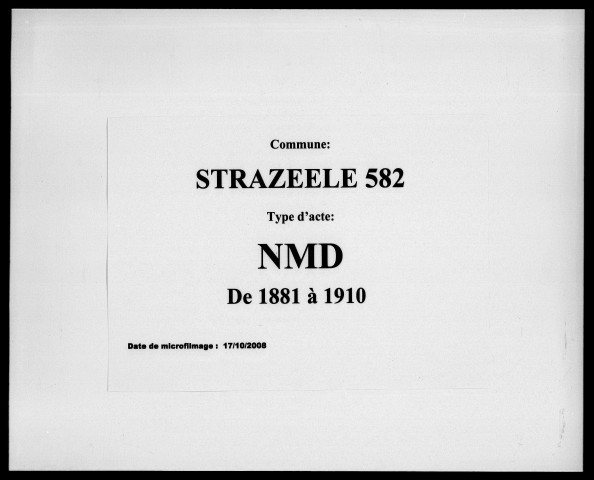 STRAZEELE / NMD [1881-1910]