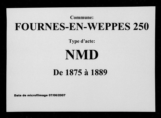 FOURNES-EN-WEPPES / NMD [1875-1889]