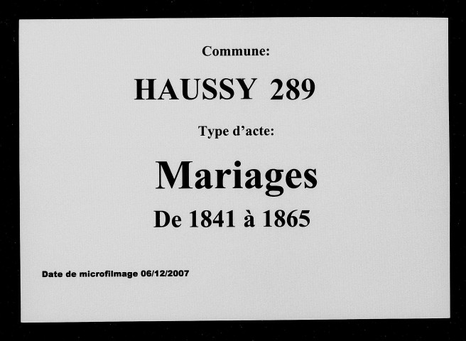 HAUSSY / M [1841-1865]
