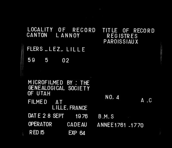 FLERS-LEZ-LILLE / BMS [1761-1791]