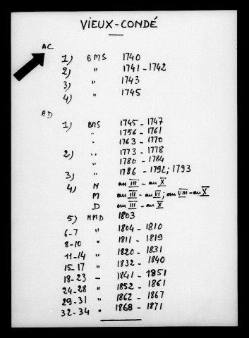 VIEUX-CONDE / BMS (sauf BMS 1744) [1740-1745]