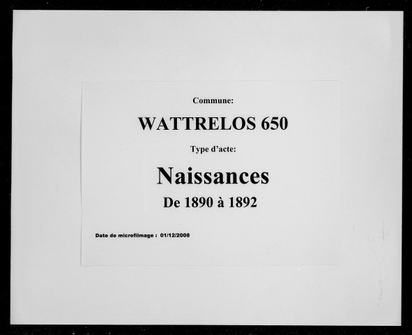 WATTRELOS / N [1890-1892]