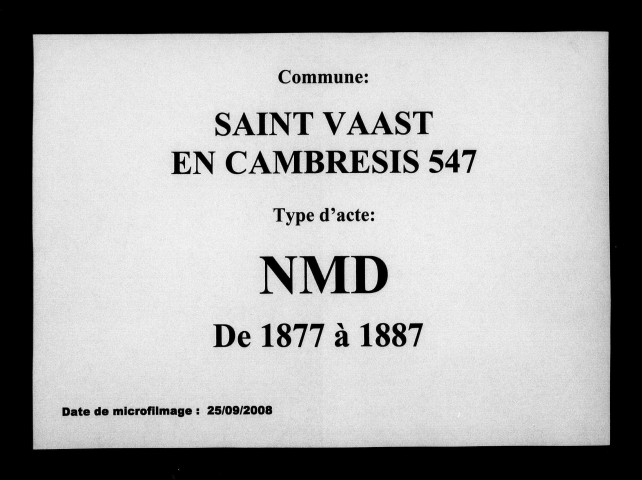 SAINT-VAAST-EN-CAMBRESIS / NMD [1877-1887]