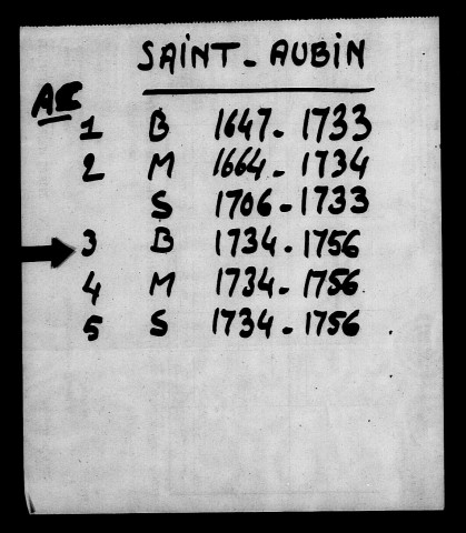 SAINT-AUBIN / B [1734-1756]