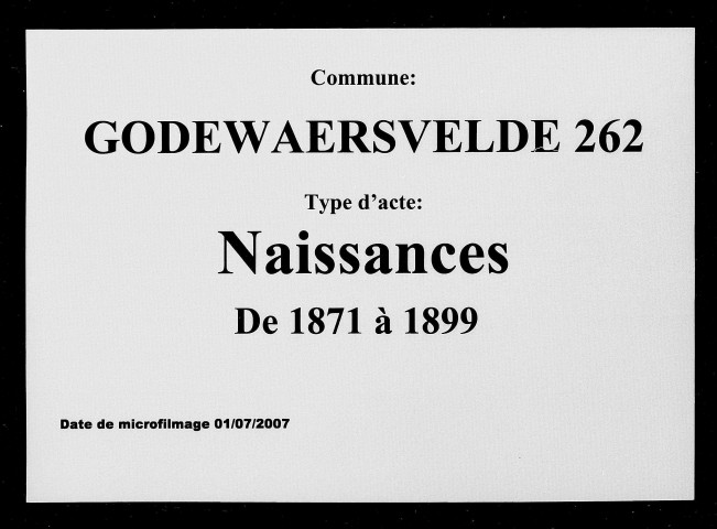 GODEWAERSVELDE / N [1871-1899]