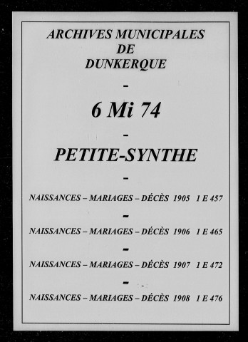 PETITE-SYNTHE / NMD [1905 - 1908]