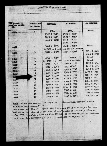 CAMBRAI (STE CROIX) / BMS [1754-1778]