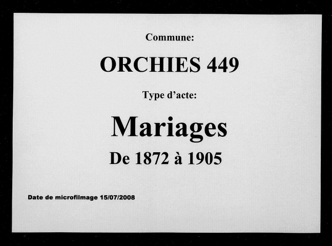 ORCHIES / M [1872-1905]