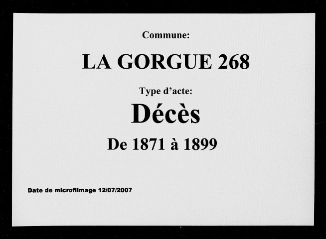LA GORGUE / D [1871-1899]