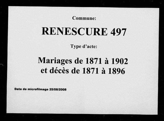 RENESCURE / M (1871-1902), D (1871-1896) [1871-1902]