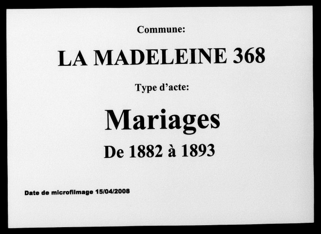 LA MADELEINE / M [1882-1893]