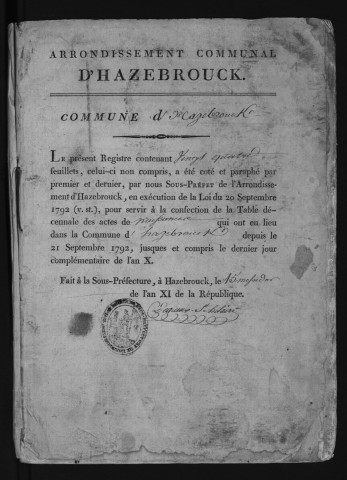 HAZEBROUCK / 1792-1802