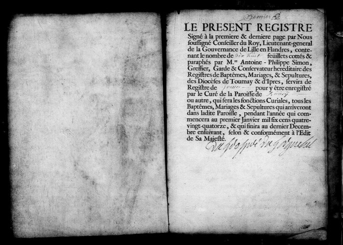 BEUVRY-LA-FORET / BMS [1694-1704]