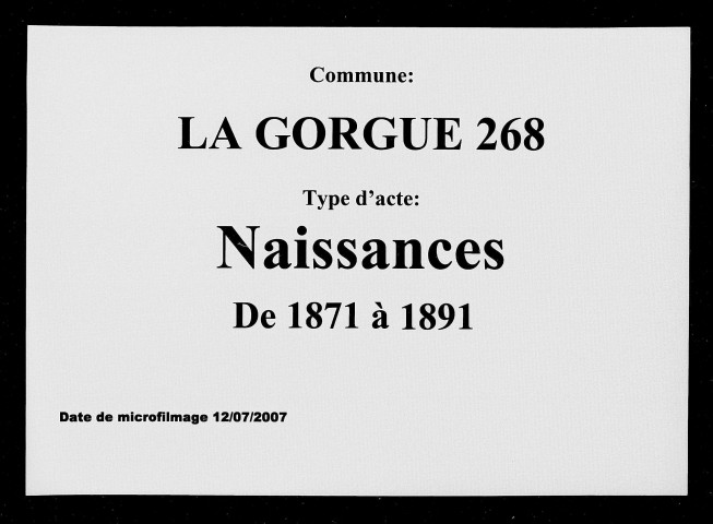 LA GORGUE / N [1871-1891]