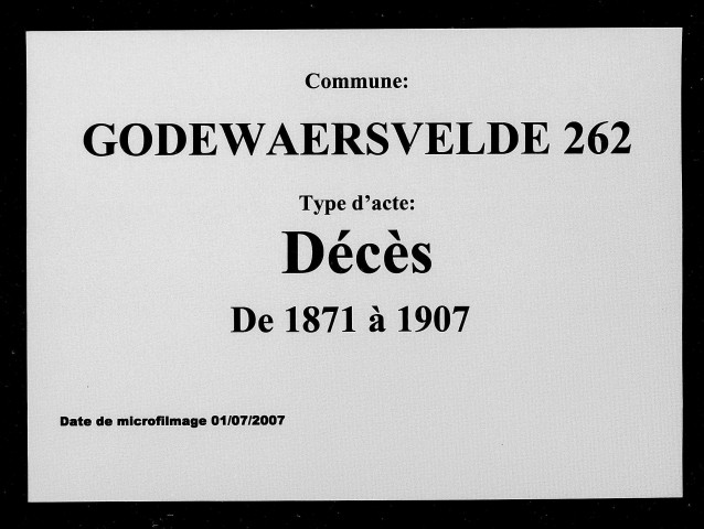 GODEWAERSVELDE / D [1871-1907]