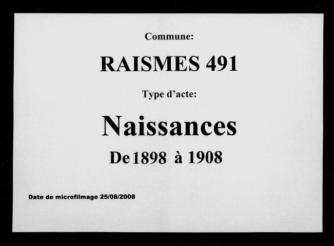 RAISMES / N [1898-1908]