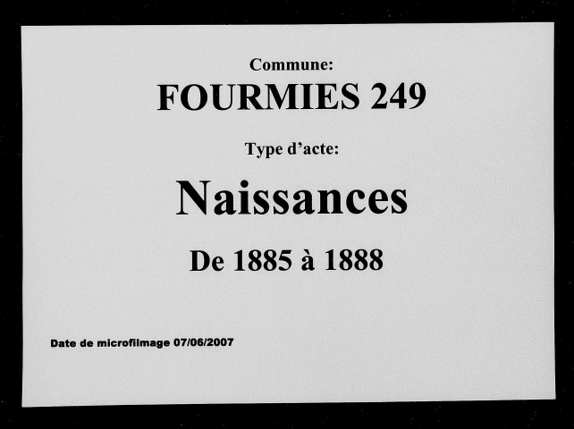FOURMIES / N [1885-1888]