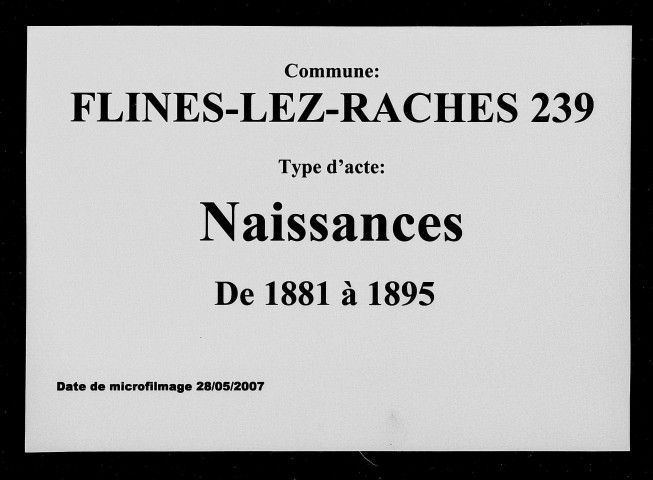FLINES-LEZ-RACHES / N [1881-1895]