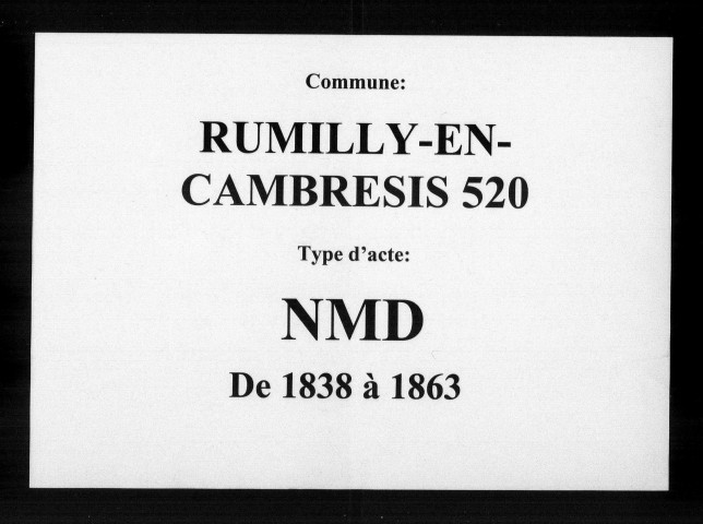 RUMILLY-EN-CAMBRESIS / NMD [1838-1863]
