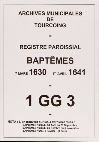 TOURCOING / B [1630 - 1641]