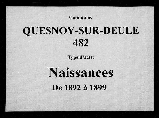 QUESNOY-SUR-DEULE / N [1892-1899]