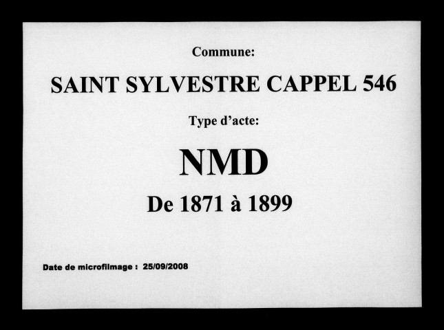 SAINT-SYLVESTRE-CAPPEL / NMD [1871-1899]