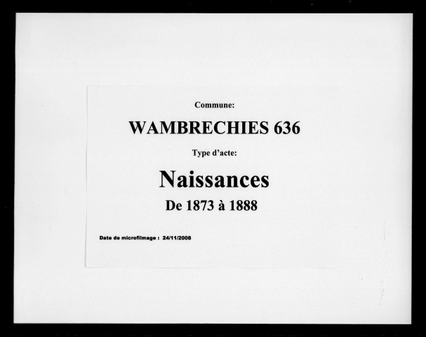 WAMBRECHIES / N [1873-1888]